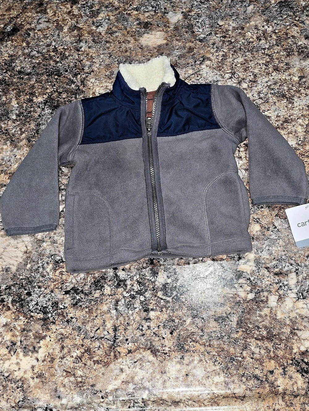 Carter's Colorblock Faux Sherpa Mid-Weight Jacket Gray & Blue 18M